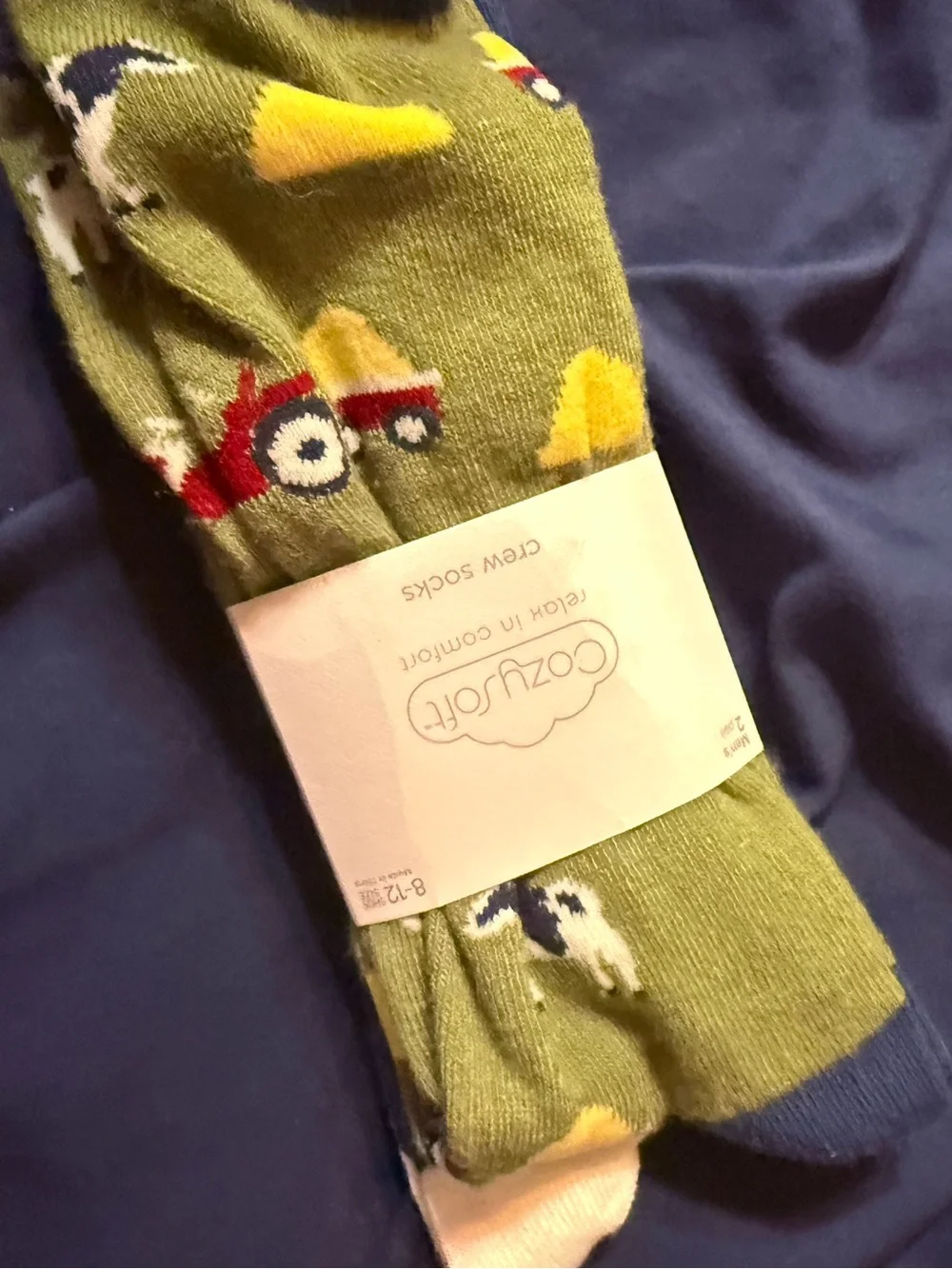 Men's Olive Green Crew Socks - Knit Casual Pair